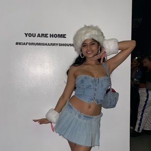 Zara Denim Corset Strapless Top